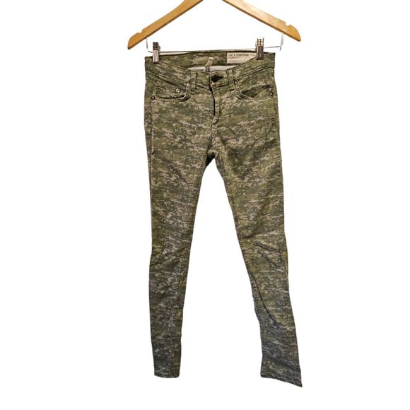 Rag &‎ Bone Skinny Jeans 26 Green Camo Camouflage Made in USA - Picture 4 of 4